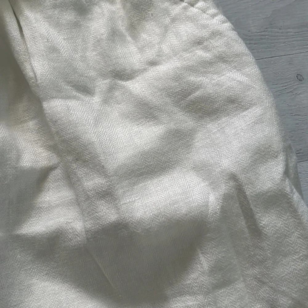 LOFT 100% Linen White High Waist Belted Skirt Size L - Picture 3 of 5